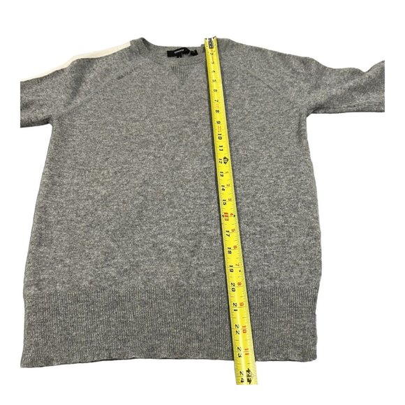 Theory Gray Athletic Stripe Crew Long Sleeve Cashmere Sweater Jumper Size P ECU - Picture 3 of 12